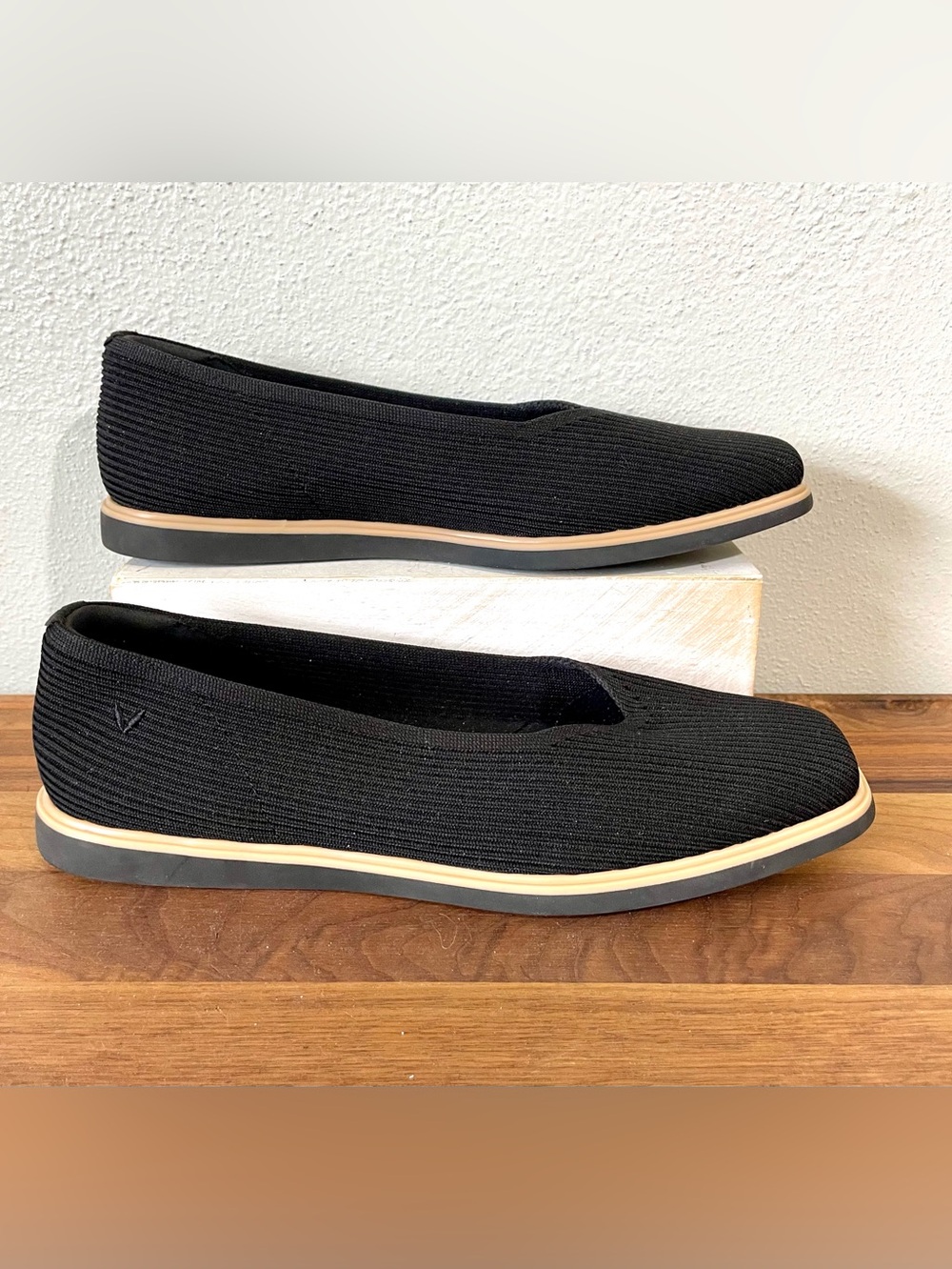 VIVAIA Knit Square Toe Flats Black Comfort Washable Lightwear Classic US9 Career